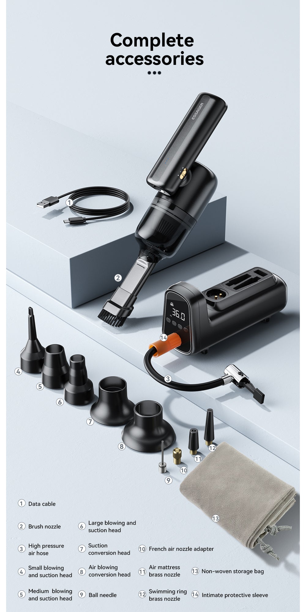 Essager 8000PA air pump vacuum cleaner