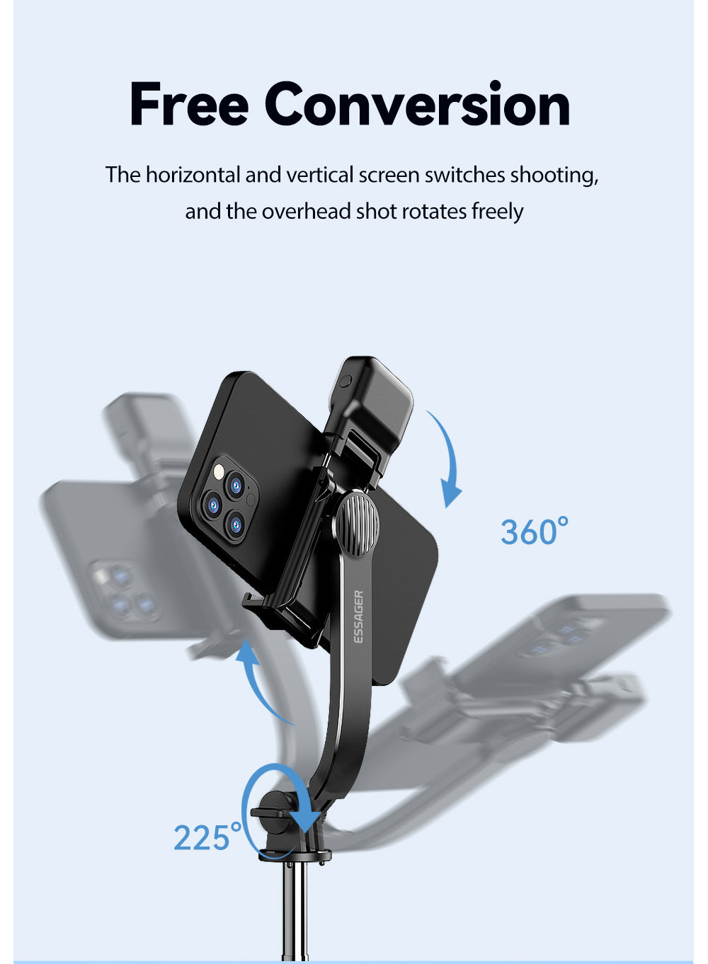 Essager KS wireless bluetooth lamp selfie stick