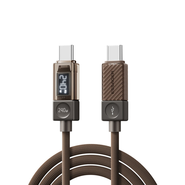 ESSAGER 240W Transparent USB-C Charging Cable – With Power Display
