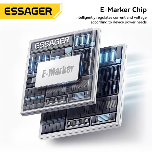 ESSAGER USB-C to USB-C 100W Spring Data Cable with Digital Display