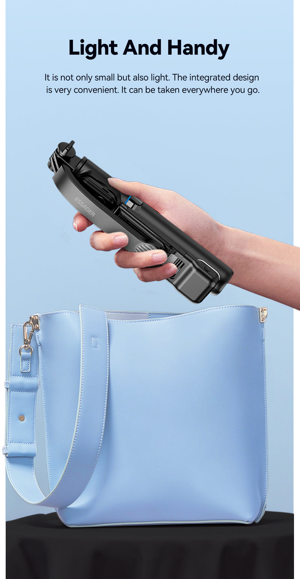 Essager KS wireless bluetooth lamp selfie stick