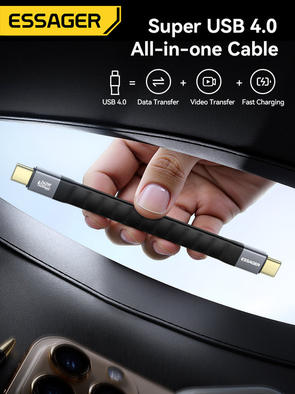 ESSAGER 240W USB4.0 Cable – Fast Charge, Data & 8K Video