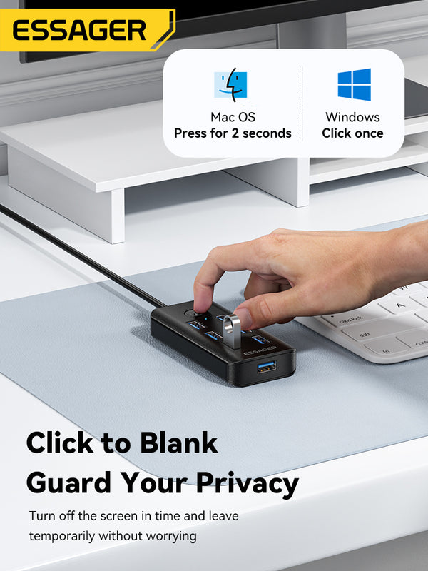 ESSAGER 7-Port USB 3.0 Hub – High-Speed Multiport Adapter