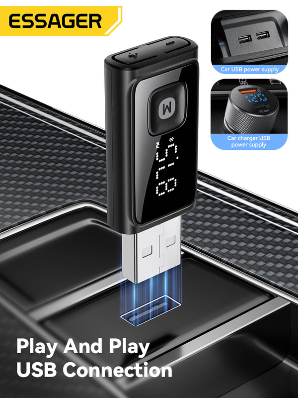 ESSAGER FM Bluetooth Car Adapter – Wireless Audio & Calls