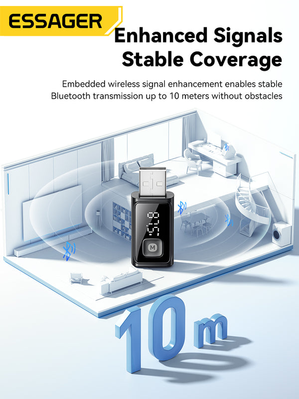 ESSAGER FM Bluetooth Car Adapter – Wireless Audio & Calls
