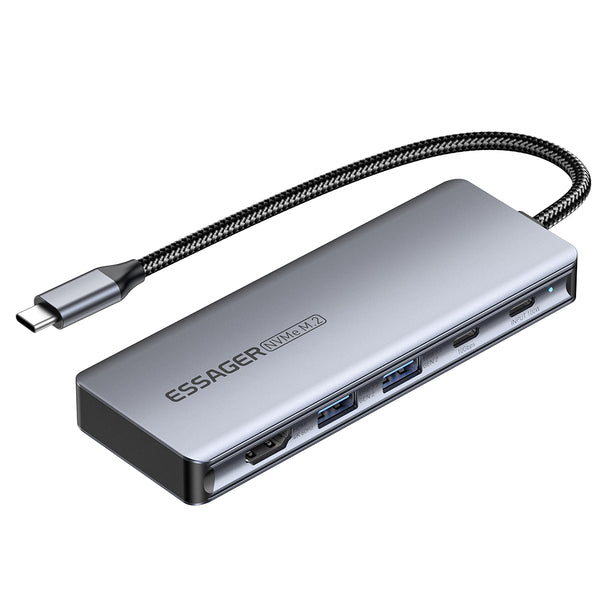 Essager USB C Hub With M.2 SSD Hard Disk Enclosure 6/7 in 1 PD100W USB3.2 10Gbps HDMI USB Type C Adapter for Macbook Pro Air PC