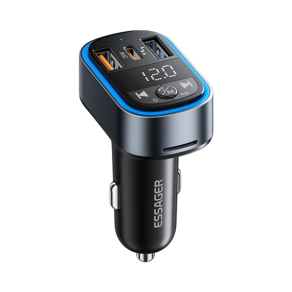 ESSAGER 35W FM Bluetooth Car Charger – MP3, Display, USB-C + A