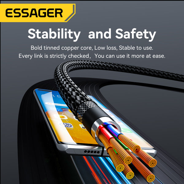 ESSAGER 240W USB-C to USB-C Right-Angle Digital Display Cable