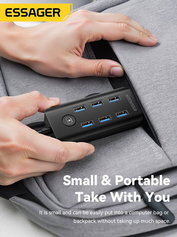 ESSAGER 7-Port USB 3.0 Hub – High-Speed Multiport Adapter