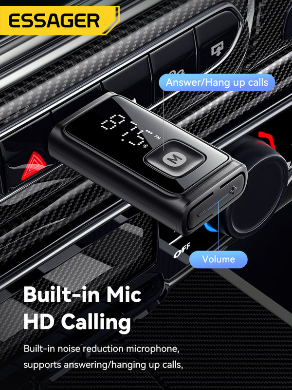 ESSAGER FM Bluetooth Car Adapter – Wireless Audio & Calls