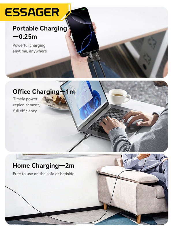 ESSAGER 100W USB-C Charging Cable – With LED Power Display