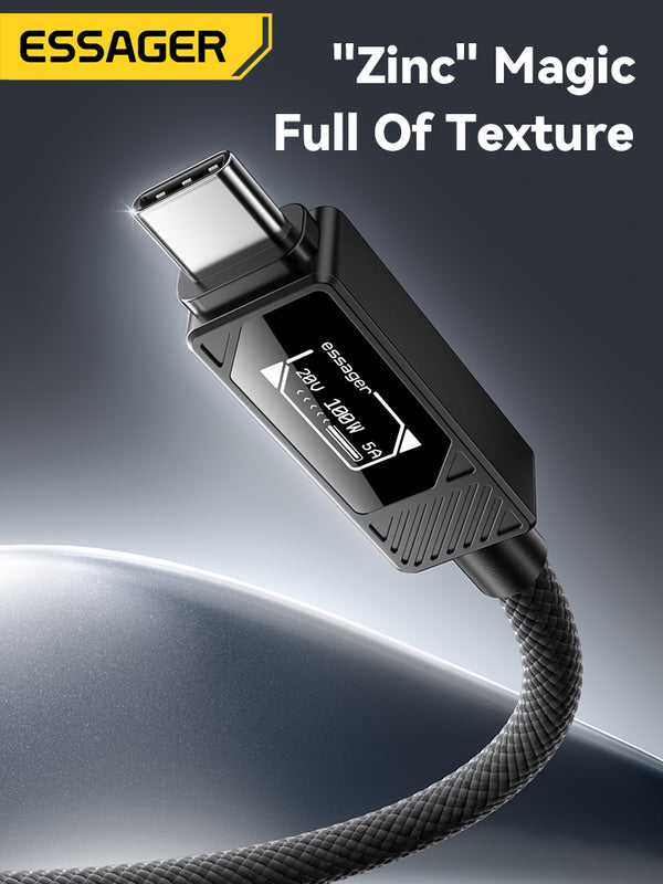 ESSAGER 100W USB-C Charging Cable – With LED Power Display