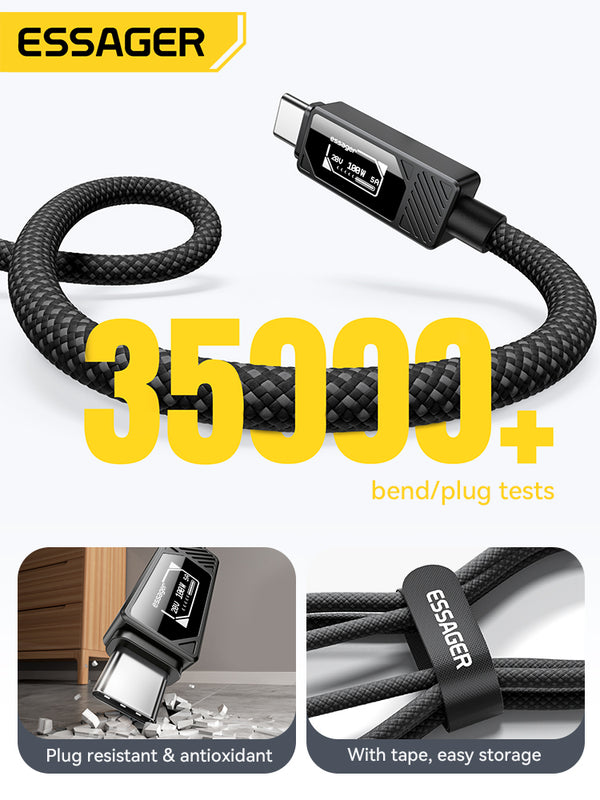 ESSAGER 100W USB-C Charging Cable – With LED Power Display