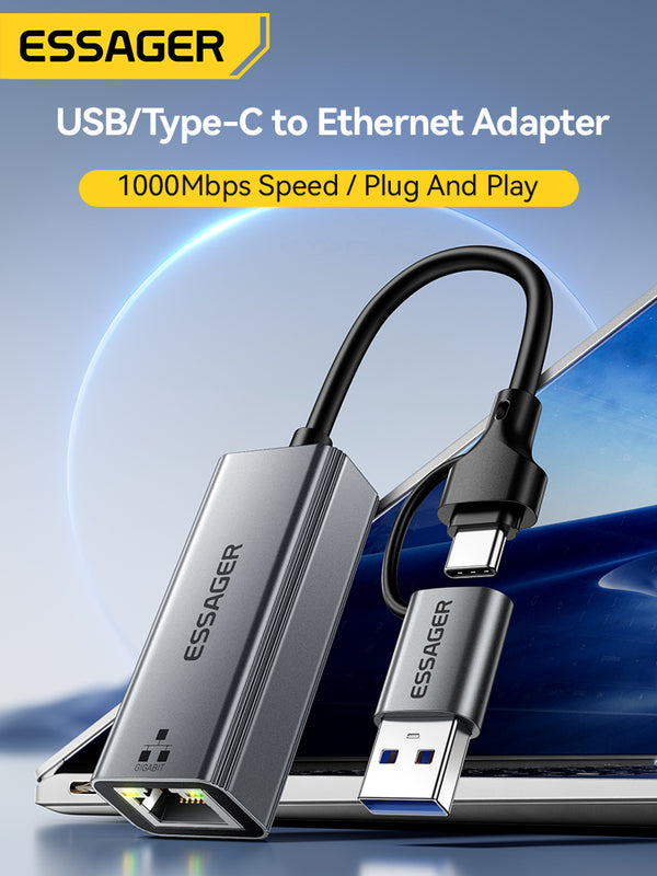 ESSAGER 2-in-1 Gigabit Ethernet Adapter