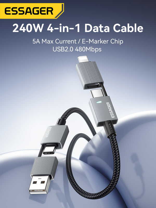 ESSAGER 240W 4-in-1 Fast Charging Cable
