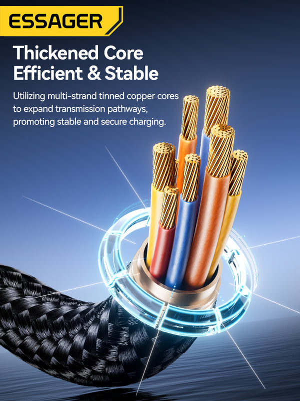 ESSAGER 100W USB-A to 2C + Micro + Lightning Fast Charging Cable