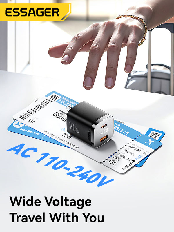ESSAGER 20W Dual-Port Digital Display Fast Charger