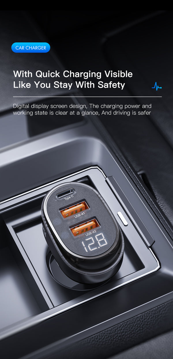 Essager 125W 2A+C 3 ports car charger
