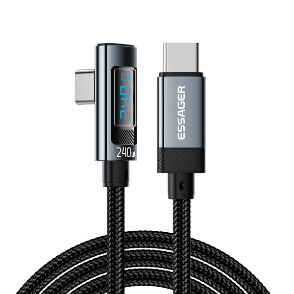 ESSAGER 240W USB-C to USB-C Right-Angle Digital Display Cable