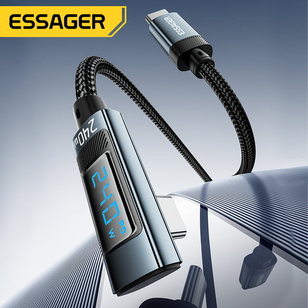ESSAGER 240W USB-C to USB-C Right-Angle Digital Display Cable