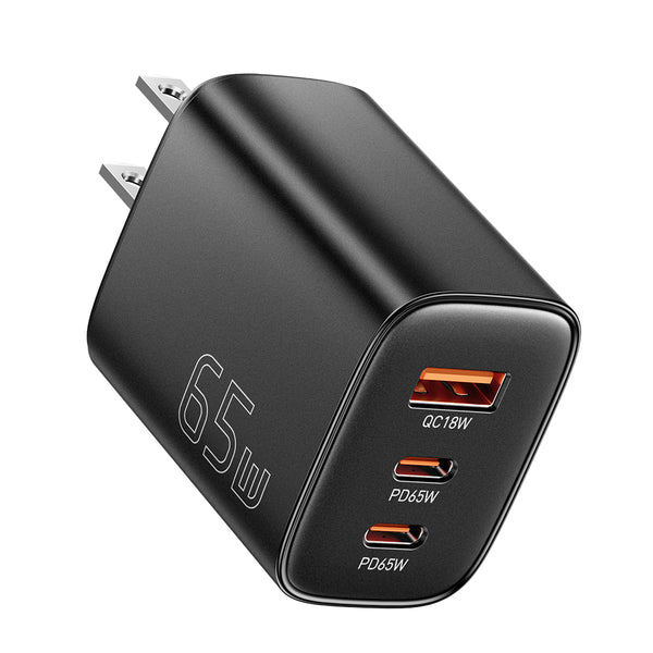 ESSAGER 65W GaN Fast Charger (2 USB-C + USB-A)