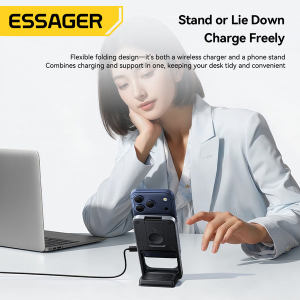 ESSAGER 3-in-1 Desktop Wireless Charger