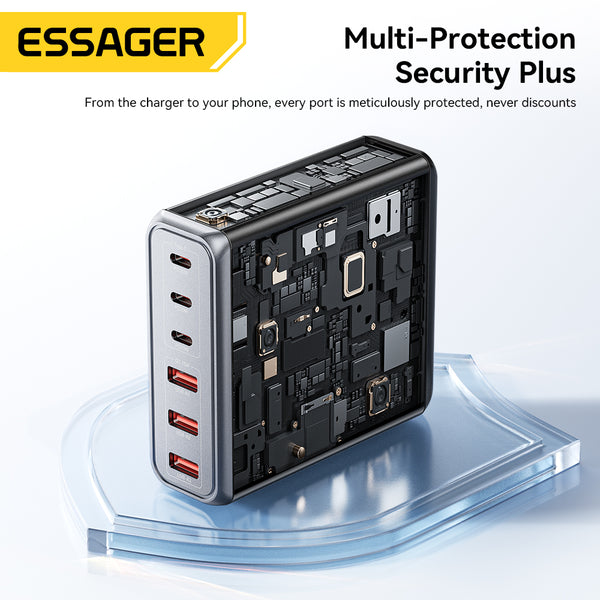 ESSAGER 85W Desktop Charging Station – 3C+3A Multi-Port Fast Charger