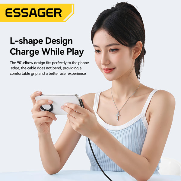 ESSAGER USB-C to USB-C 100W Charging Cable with Built-in Phone Stand