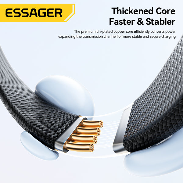 ESSAGER USB-C to USB-C 100W Charging Cable with Built-in Phone Stand