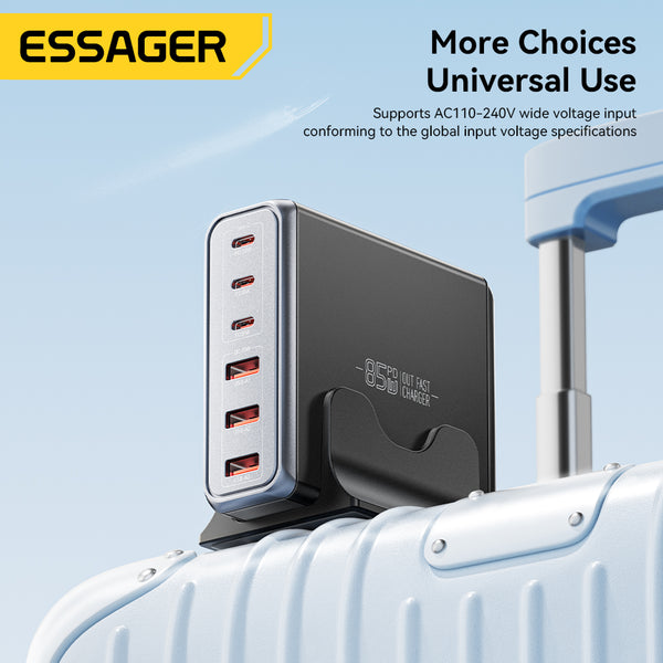 ESSAGER 85W Desktop Charging Station – 3C+3A Multi-Port Fast Charger