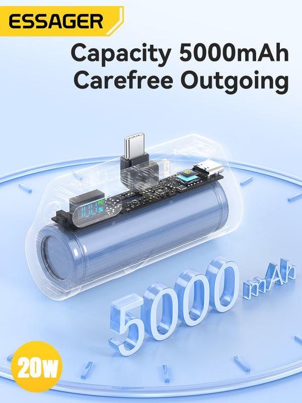 ESSAGER 5000mAh Power Bank – 20W Fast Charging Capsule Design
