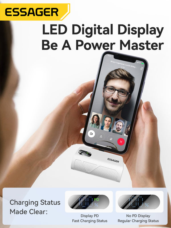 ESSAGER 5000mAh Power Bank – 20W Fast Charging Capsule Design