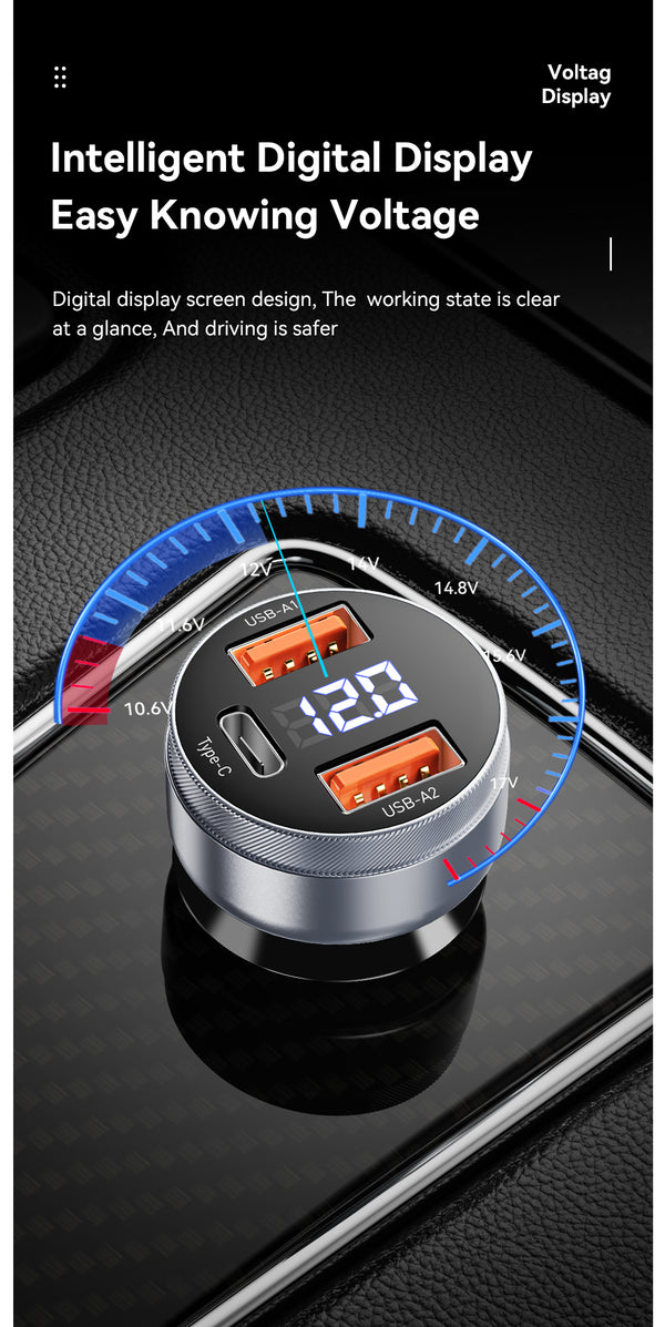 Essager 80W 2A+C 3 ports car charger