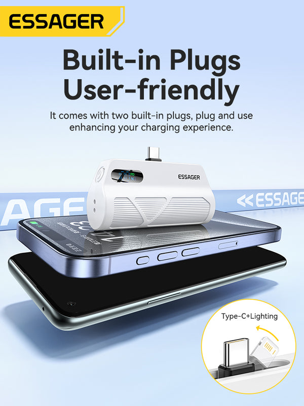 ESSAGER 5000mAh Power Bank – 20W Fast Charging Capsule Design