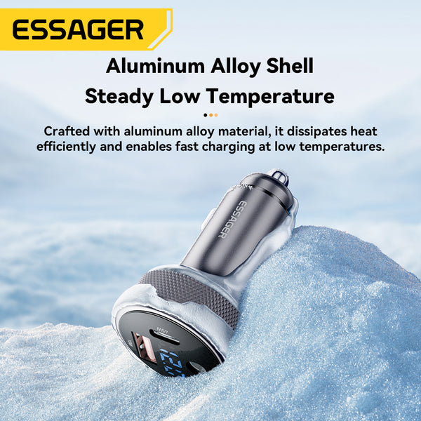 ESSAGER 150W Car Charger – DC + A + C with LED Display