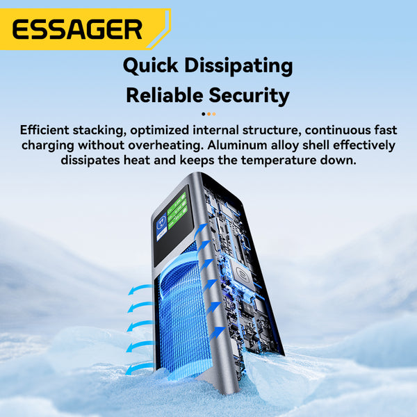 ESSAGER 27000mAh 140W Power Bank – Color Display Energy Column