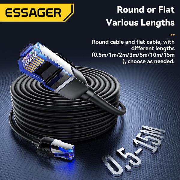 ESSAGER CAT8 Ethernet Cable – 40Gbps High-Speed LAN