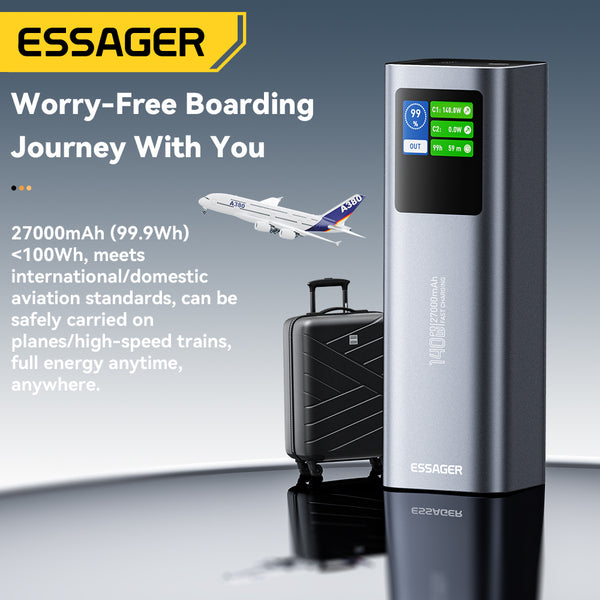 ESSAGER 27000mAh 140W Power Bank – Color Display Energy Column