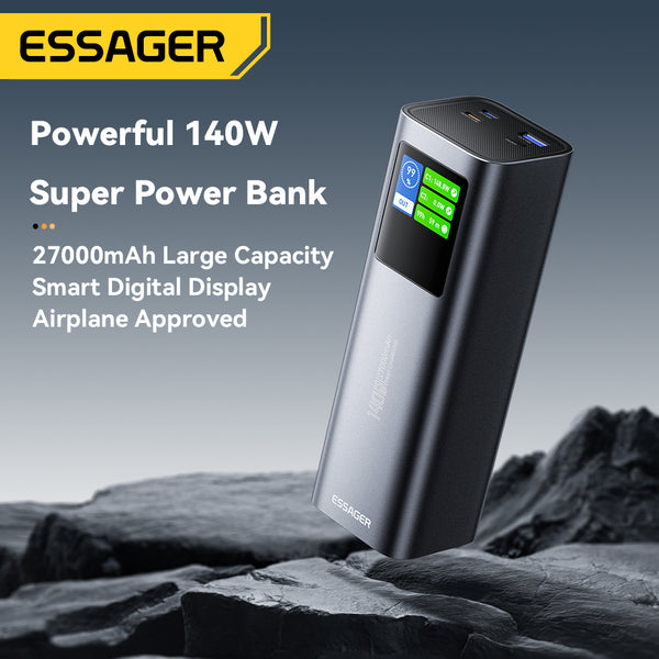ESSAGER 27000mAh 140W Power Bank – Color Display Energy Column