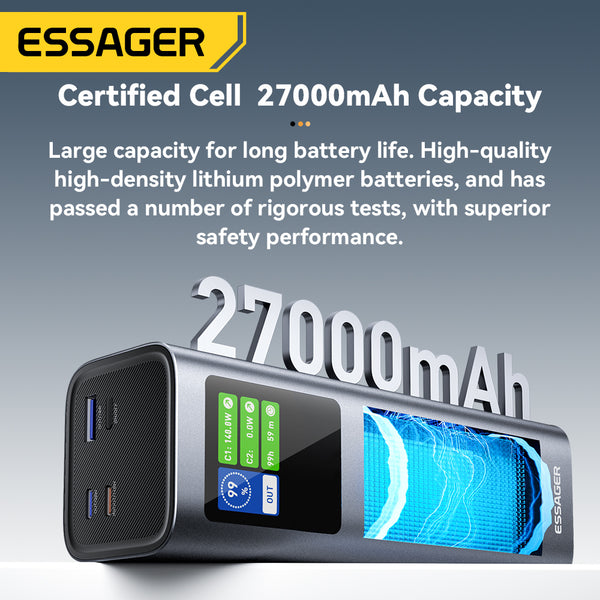 ESSAGER 27000mAh 140W Power Bank – Color Display Energy Column