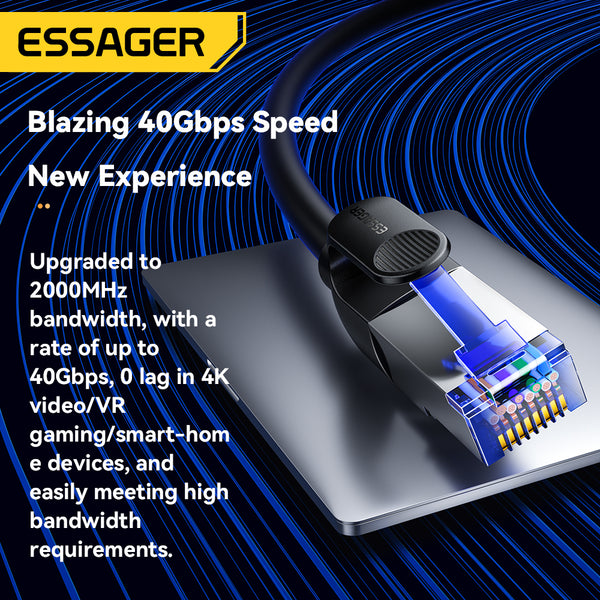 ESSAGER CAT8 Ethernet Cable – 40Gbps High-Speed LAN