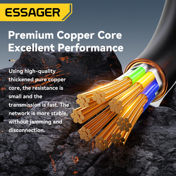 ESSAGER CAT8 Ethernet Cable – 40Gbps High-Speed LAN