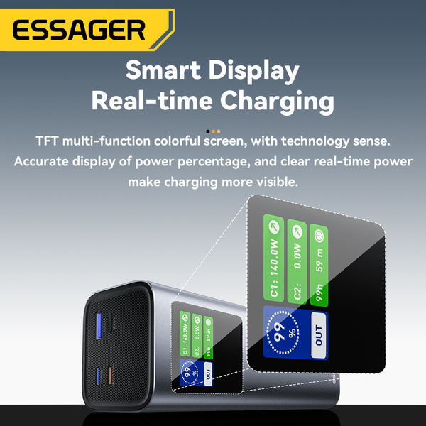 ESSAGER 27000mAh 140W Power Bank – Color Display Energy Column
