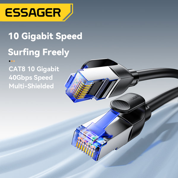 ESSAGER CAT8 Ethernet Cable – 40Gbps High-Speed LAN