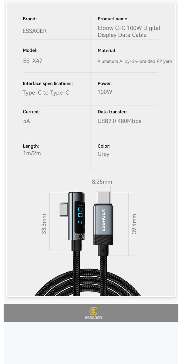 Essager Haochen Bend C to C 100W fast charging cable