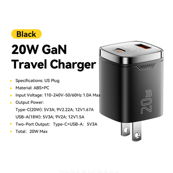 ESSAGER 20W Dual-Port Digital Display Fast Charger