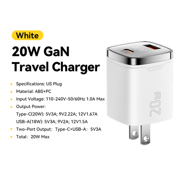 ESSAGER 20W Dual-Port Digital Display Fast Charger
