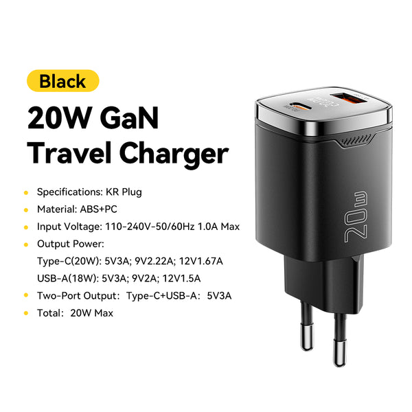 ESSAGER 20W Dual-Port Digital Display Fast Charger