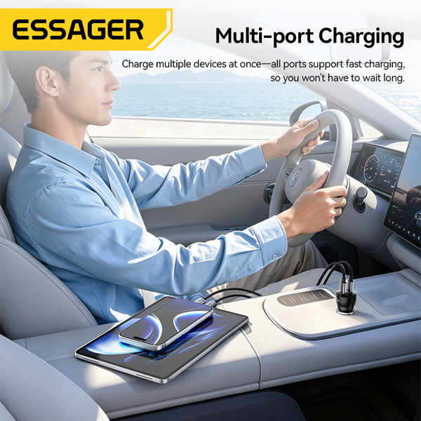ESSAGER 90W Usb Type C Fast Charging Car Charger Compatible with All Phone