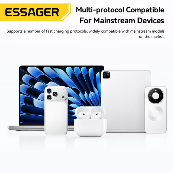 ESSAGER 100W USB C to C Fast Charging Phone Laptop Cable - With LED Power Display